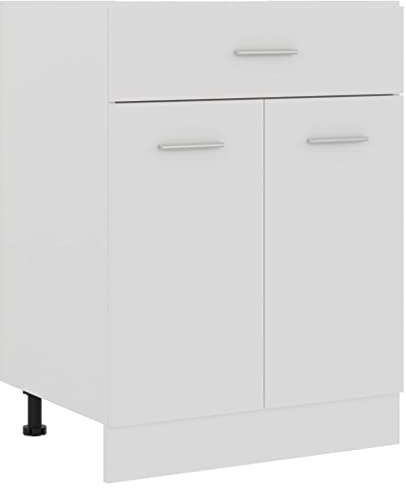 KOIECETA Schubunterschrank mit 2 Regalböden 1 Schublade Schrank Küchenzeile Küchenmöbel Unterschrank Küchenschrank Weiß 60x46x81,5cm Holzwerkstoff