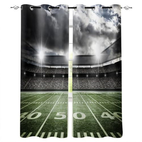 IMASHI Kinder Vorhänge 3D Fußball Muster Öse Wärmeisoliert Bedruckte Vorhänge Verdunkelungsvorhänge Für Schlafzimmer Wohnzimmer Vorhänge 100x140cm