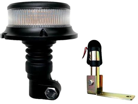 MelTruck LED Warnleuchte Rundumleuchte Orange 12V–24V E9 ECE R65 R10, 18 LED, 3 Blitzmuster, DIN Aufsteckrohr K, für PKW LKW Abschleppwagen Baumaschinen Traktor