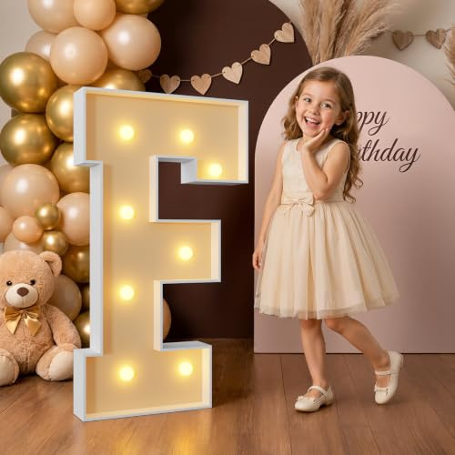 Mixifox 3FT Large Light Up Letters for Birthday Decoration Giant Letters F | for Party Decorations Wedding Graduation Decorations Foam board Assembly Required Warm White Light 22 Pcs Accessory Set