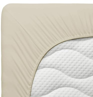 Cotton Castle Spannbettlaken Jersey Spannbetttuch 100% Baumwolle Bettlaken, Größe:90 x 200 cm, Farbe:Beige