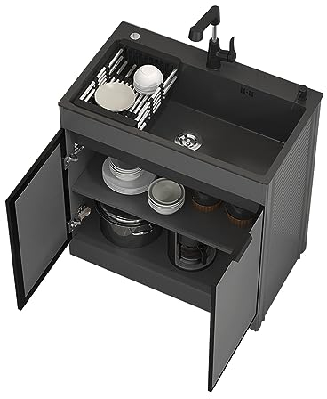 Spüle mit Unterschrank Freistehende Mobiles Küche Spültisch Gewerbliche Küchenspüle mit Wasserhahn Lagerregale Abflussbrett für Außen Innen Küche Restaurant Wäsche Hinterhof Garage. (Color : Pull fau