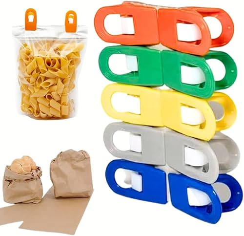 Pacco 40 Pinze Chiudi Pacco a Clip Alta Qualità, Sacchetti Buste Pacchetti Alimentari Conserva Cibi Freschi Chiusura No Umidità Farfalline Mollette Plastica Cucina Casalinghi (ARCOBALENO MIX)