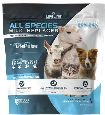 ANNUSO LIFELINE All Species Milk Replacer 26:24, 4lb Bag - Milk Formula with LifePulse - For Kittens, Puppies, Goat Kids, Lambs - Immune, Digestive, Respiratory Support - Easy-Mix Powder