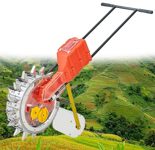 Garden Seeder Hand-Push Garden Seeder Row Planter Corn Planter Seeder for Soy Peanut Corn Cotton Soybean Carousel 16 Nozzles, 8 in Spacing