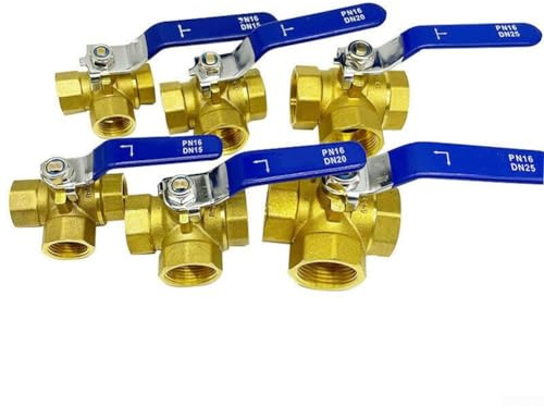 1.6MPa 1/4, 3/8, 1/2, 3/4, 1 Zoll, 3-Wege-Messing-Kugelhahn, L/T-Bohrung, Kugelhahn, für Wasser, Öl, Gas (DN15 T-Typ)