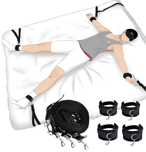 YIOTMOP Sm Bondage Set Fetisch Bettfesseln mit Plüsch Bdsm Fesselset mit Handschellen Fußfesseln Extrem Sklavin Fessel-Set Zur Befestigung am Bett Sexspielzeug für Paare