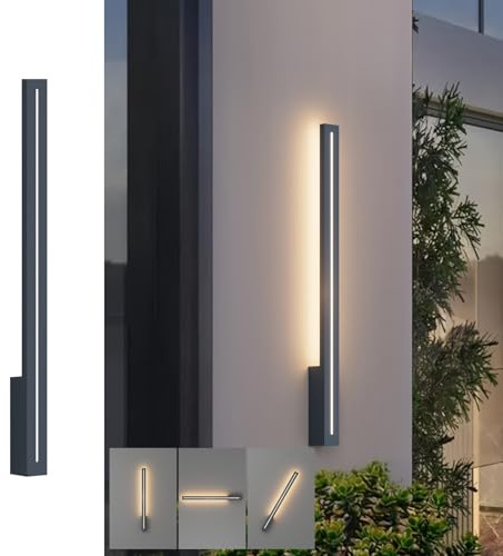 K-Bright 20W Lange Aussenlampe Modern Wandleuchte Warmweiß 3000K, Anthrazit | Wasserdicht IP54, Aluminium Außenwandleuchte für Für Gärten, Terrassen, Wohnzimmer, Korridor, Treppen, 80CM/31.49IN