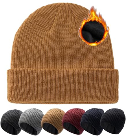Pyrafox Herren Merinowolle Mütze Wintermütze Beanie Großer Kopf 56-65cm | Damen & Unisex, Merinowolle Mütze Beanie, Strickmütze Wollmütze, Warme Merino Wolle Fleecefutter, Winter Outdoor Haube