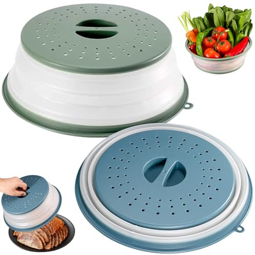 GMMG Coperchio Microonde, 2 Pezzi Pieghevole Coperchio per Microonde, Coperchio del Forno a Microonde per Riscaldamento a Microonde e Antispruzzo