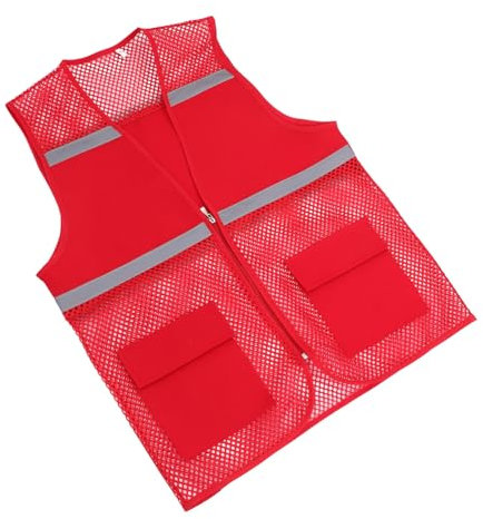 OSALADI Warnweste Rot Xxxxxl Mit Reißverschluss Und Taschen Reflektierende Sicherheitsweste Für Herren Und Damen Geeignet Für Bauarbeiten Und Outdoor-aktivitäten