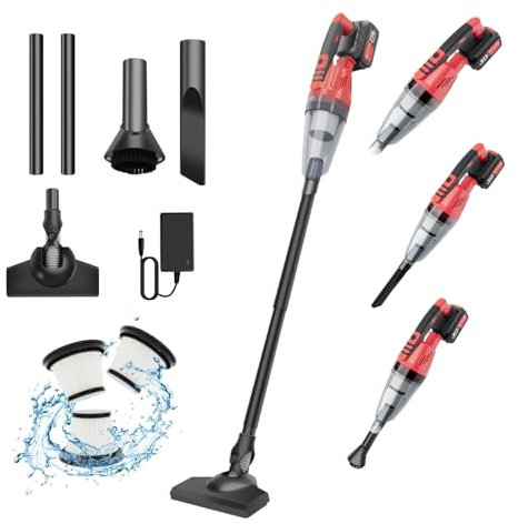 3-in-1 Upright Handheld Stick Vacuum,Lightweight Handheld Vacuum Cleaner,5500Pa Powerful Suction Car Vacuum Cleaner,Cordless Vacuum Cleaner with 3 Filters & LED,(1x battery)
