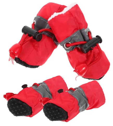 EXHUMKY 4stücke rutschfeste Hundeschuhe Für Welpen Wasserfeste Pfotenschutzstiefel Mit Warmem Innenfutter Für Outdoor-aktivitäten Und Winterwetter Leicht Zu Reinigen Und Langlebig