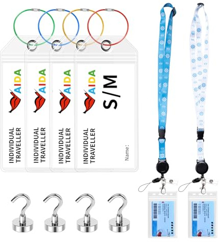 2026 10er-Pack Aida Kofferanhänger für Kreuzfahrten,Kreuzfahrt Must Have | Kreuzfahrt Set für AIDA TUI NCL MSC,4 Wasserfeste Durchsichtig Kofferanhänger&2 Kreuzfahrt Lanyard&4 Magnetische Haken
