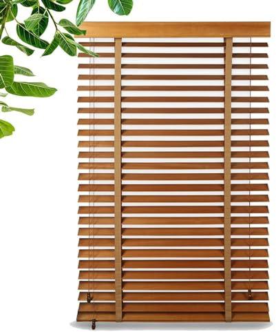Blackout Horizontale Jalousien, venezianische Jalousien Holz 60 cm 70 cm 100 cm 110 cm 120 cm, massive Holz -Venezianische Jalousien für Fenster, Wärmedämmvorhänge, anpassbare Fensterläden (Größe:
