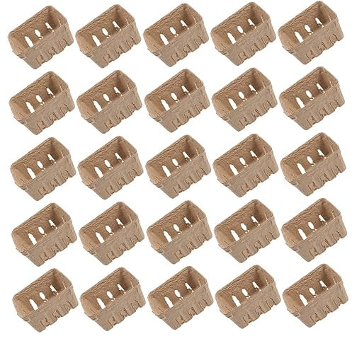 COLLBATH 40stücke Papierbrei Beerenschale Erdbeerdekor Obstbehälter Gemüsetablett Zellstoff Snackcontainer Für Schreibtisch Küche Lagerung