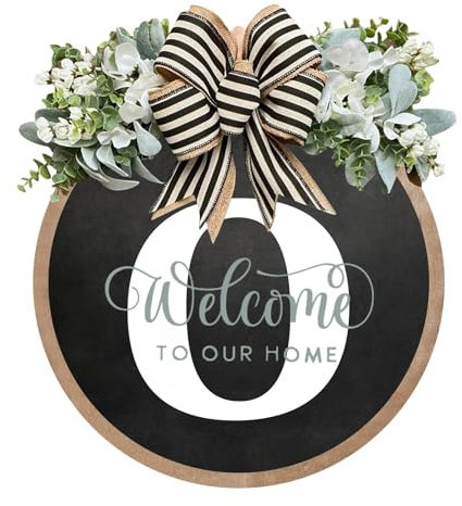 cfpqv Unique AZ Last Name Wreath Front Door Wreath All Year Round with Bow 16 Bread Basket Modern (O, A)