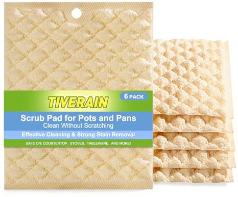 TIVERAIN Scrub Pads,Dishcloths for Pot, 6PCS Non-Scratch Dish Scrubber for Kitchen,Reusable Sponges Pot Scrubber,Dishwasher Safe Soft Scrub for Clean Range Hood, Countertop, Cooktop,Tableware