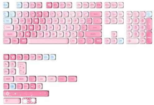 YUNZII 140 Keys MOA Keycaps, Dye-Sublimation PBT Custom Keycap Set for MOA Profile, Cute Pink Gradient Keycap for MX Switches Mechanical Gaming Keyboard(Pink)