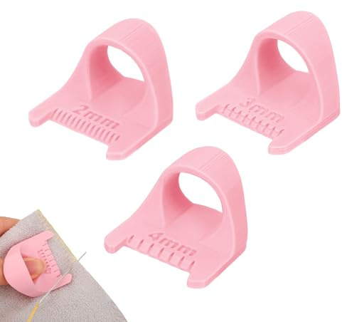 Gosknor 3pz Righello Dita da Cucito, 3 Misure Modello per Righello Dita Rosa Strumento Guida il Cucito per Punti Uniformi Modello di Aiuto il Quilting Artigianato DIY