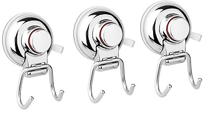QUMIIRITY Ganci a Ventosa in Acciaio Inossidabile Resistente e Rimovibile per Bagno Facile Installazione senza Foratura 3 Pezzi
