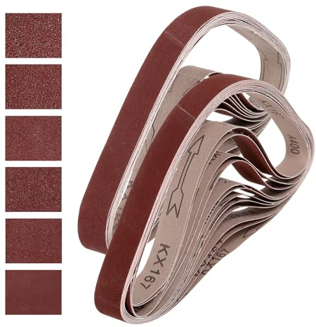 QUARKZMAN 25 mm x 762 mm slipband, 24 st 60/80/120/150/240/400 korn sandpapper för aluminiumoxid slipmaskin för träbearbetning, metallpolering, slipning knivar