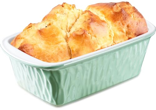 NUTRIUPS 1.8 Qt Ceramic Loaf Pan, 9x5x3 inch 7 Cup Bread Baking Pan, Easy Grip Handles, Great for Meatloaf & Pound Cake