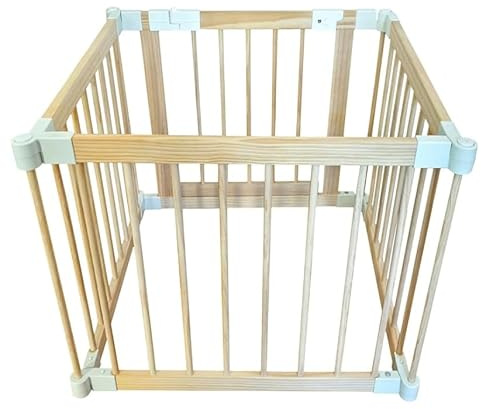 Baby Laufstall,Sicherer＆Stabiler Großes Faltbares Babys Laufgitter, Holz Laufstall, nachhaltiger Laufstall Fröhliche Krabbelbereich für 1-3 Jahren Babys＆Kleinkinder(65 * 65cm)