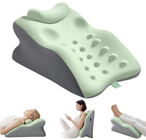 Bed Wedge Pillow for Sleeping, Memory Foam Orthopedic Bed Pillow Set, Ergonomic Design Triangle Wedge Cushion with Headrest for Sleep Apnea, Acid Reflux, Snoring, Back Pain Relief, Detachable cover