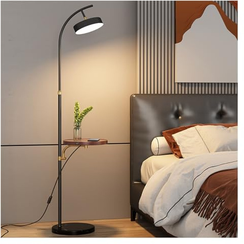 YRYRYW Lámpara Ligera con lámpara de Mesa con Mesa de Piso arqueada de Mesa con lámpara de pie Alta Curva de Estante para la Sala de Estar, Oficina, 360 ° de lámparas de Tono Giratorio para Sala de