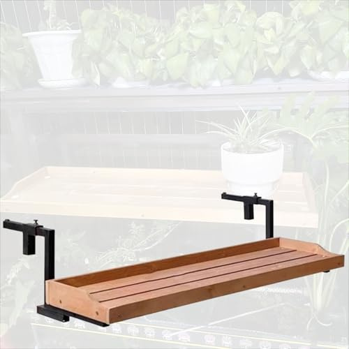 URUCHF tavolo balcone pieghevole Tavolo Multifunzionale Per Ringhiera Del Balcone, Tavolino Laterale In Legno Massello Per Esterni Per Patio, Giardino, Ganci In Ferro(L 60 CM/24 IN)