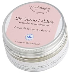 Arca Botanica, Scrub per Labbra Esfoliante Bio, Levigante, Canna da Zucchero e Agrumi, Naturale e Vegano, con Olio di Cocco e Mandorla, 25 ml