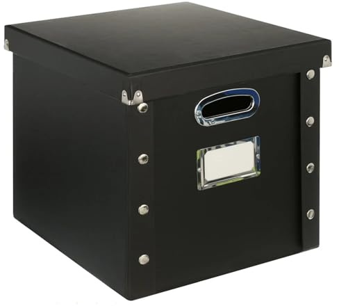 WAJJWI Vinyl Record Storage Box with 13 A-Z Guides Collapsible Organizer Up to 50 Records Keepsake Solution para Discos
