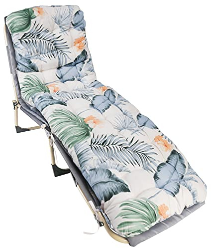 Cuscino per sedia a sdraio (170 x 53 x 8 cm), con fascia antiscivolo e 6 cinghie di fissaggio, per lettino da giardino e spiaggia, cuscino portatile per lettino (stile hawaiano)
