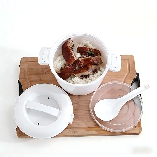 Reiskocher Mikrowelle, Tragbarer Mikrowellen Reiskocher, Mikrowellen Dampfgarer mit Reislöffel & Filterabdeckung, BPA-frei, zum Dämpfen Servieren & Aufbewahren, Ideal für Getreide, Couscous (2.6L)