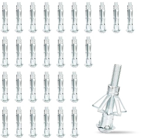 30 Stück Hohlraumdübel Metall verzinkt Hohlwanddübel M8x52mm Expansion Nuts Hohlraumdübel Dünne, Hohlraum Metalldübel Spreizdübel, für Befestigungen in Gipskartonplatten, Bildern, Rigips