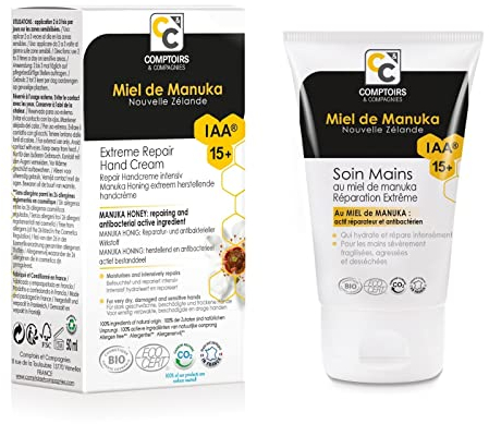 COMPTOIRS ET COMPAGNIES - Soin Mains Réparation Extrême au Miel de Manuka IAA15+ - Nourrit et Hydrate - Certifié Bio - 50ml