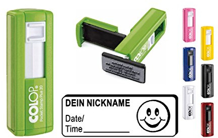 Geocachingstempel Smile Smilie Smily Smiley - Abdruckgröße ca. 37 x 14 mm - Stempel mit persönlichem Nicknamen