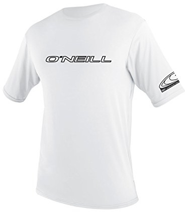 O'Neill Youth Basic Skins Short Sleeve Sun Shirt UPF 50+ Sun Protection, Rash Prevention for Surfing and All Water Activities, White, 16