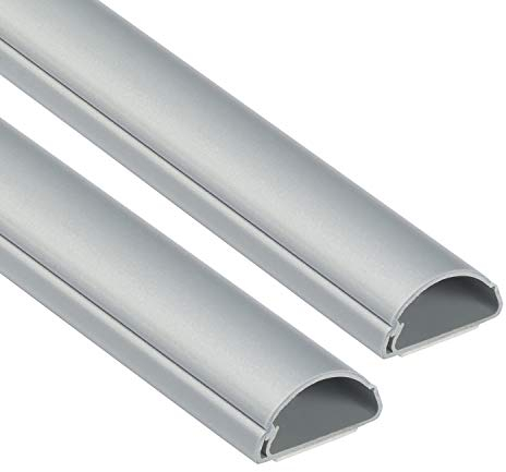 D-Line Mini 1D3015A-2PK, Canaletas de plástico para cables de red y líneas eléctricas, Canaletas para cables eléctricos -2x 30mm (anch.) x 15mm (alt.) x 1-metro longitudes (2-metro) - Efecto Aluminio