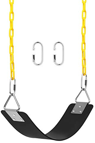 AGPTEK Swing Set, Seat with 66 Inch Anti-Rust Chains Thermoplastic Coated, Support 250lb, Cushion Accessories Replacement with Snap Hooks for Outdoors, Playground, Jungle & Gym - Black
