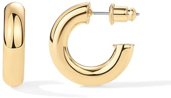 PAVOI 14K Yellow Gold Plated Lightweight Chunky Open Hoops - Gold Hoop Earrings for Women - 20mm Thick Infinity Hoops Women Earrings