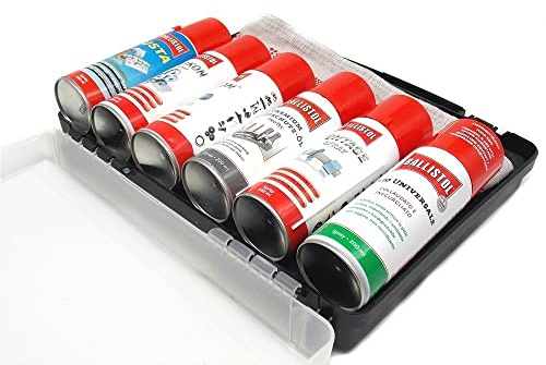 Ballistol Cassetta Porta Utensili Spray Lubrificanti Olio 200ml - Teflon 200ml - Usta Olio 200ml - ProTec 200ml - Silicon 200ml - Spray per Montaggio 200ml