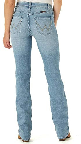Wrangler Women's Willow Mid Rise Performance Waist Boot Cut Ultimate Riding Jean, Light Wash, 11-32