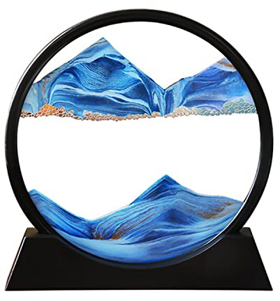 Arthink Bewegliches Sandkunstbild, flüssige Bewegung, 3D-Meereslandschaft in Bewegung, fließender Sandrahmen, Desktop-Kunst, Bücherregale, Heimbüro-Dekoration