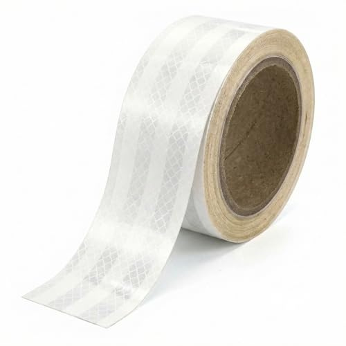 QWORK® Reflektierendes Klebeband Selbstklebend - 5cm x 10M - Wasserdicht Reflektorband Warnklebeband für Fahrzeuge, Autos, Anhänger, Draussen (Weiß)