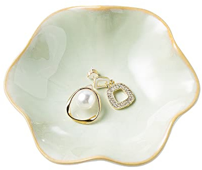 BEUNAIZER Jewelry Dish Tray, Ring Dish, Ceramic Trinket Tray, Key Bowl | Decorative plate style keeps earrings, necklaces and small items easy to see, suited for friends, daughters and mothers.