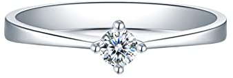 KnBoB Ring Damen Platin 950, 0.1ct Diamant Solitär Ring Schmuck Verlobungsring Größe 62 (19.7)