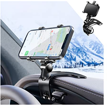 CGEAMDY Universelle Handyhalterung, verstellbare Handyhalterung für Smartphone von 3 bis 7 Zoll, multifunktional für das Armaturenbrett, mit Federclip, um 1400 ° verstellbar