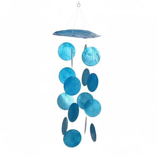 ART_CRAFT Perlmutt Girlande Capiz blau als hänge Deko für Fenster oder deko Wohnzimmer Aber auch als Garten Dekoration Länge 50cm